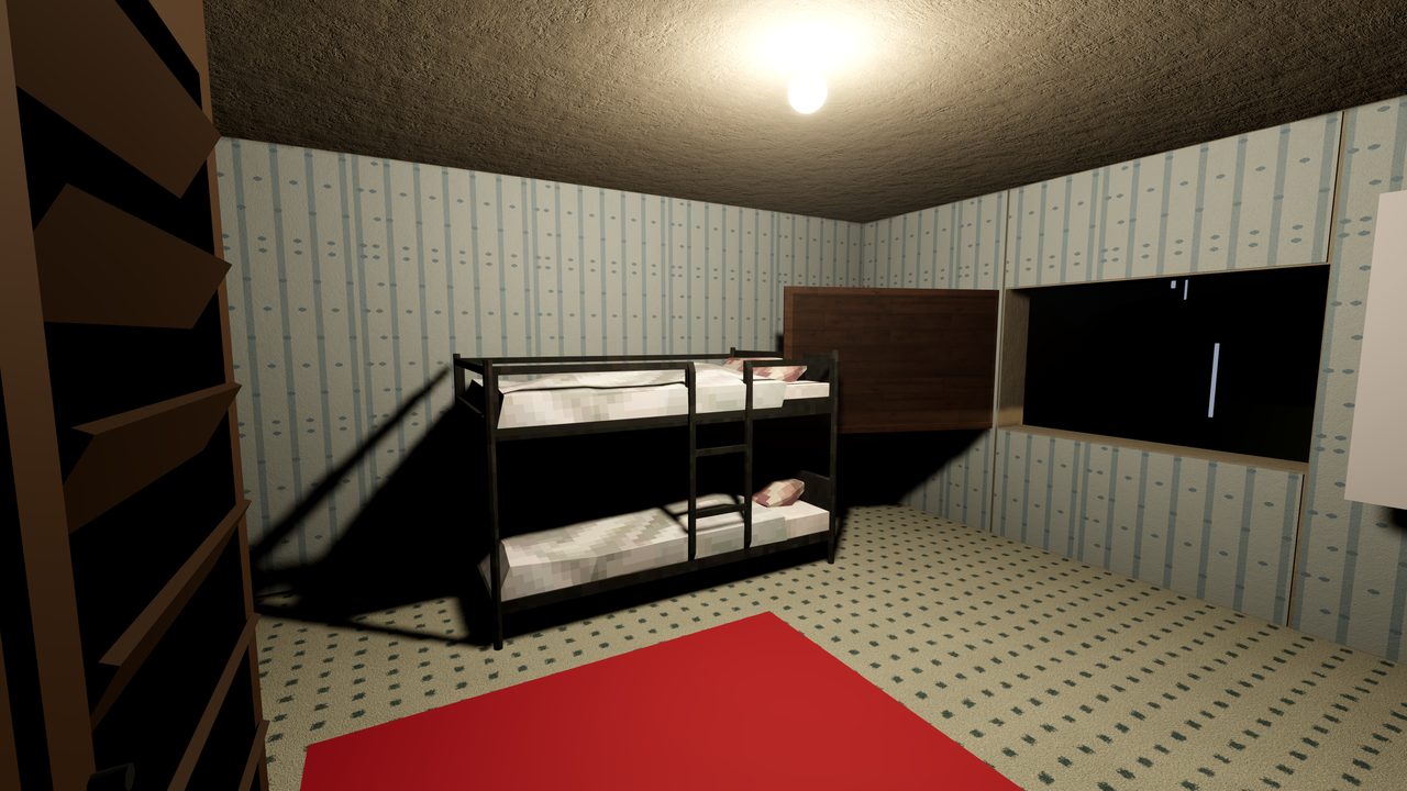 Etagenbett im beleuchteten Kinderzimmer